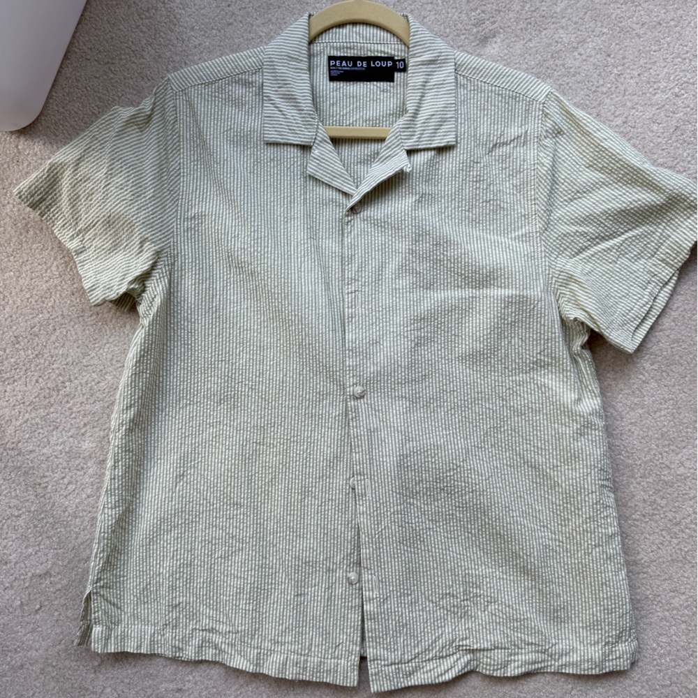 Peau De Loup Green and White Striped Shirt